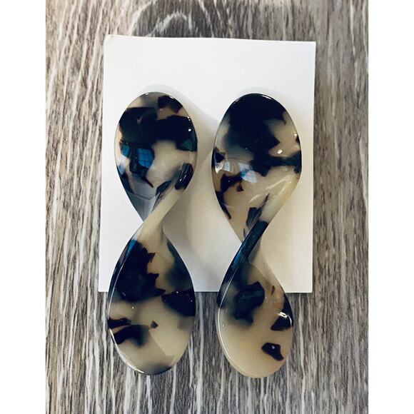 Twist Tortoise Shell Acrylic Earrings - Picture 1 of 1